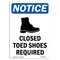 Signmission OSHA Sign, Closed Toed Shoes Required With Symbol, 10in X 7in Rigid Plastic, 7" W, 10" H, Portrait OS-NS-P-710-V-10688 - alternate 1